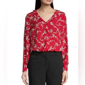 Liz Claiborne Womens V Neck Long Sleeve Blouse